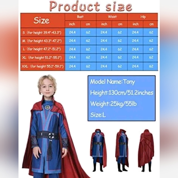 Dr Strange Costume Cosplay Red Clock Strange Stephen Jumpsuit Halloween - Large - Picture 8 of 8